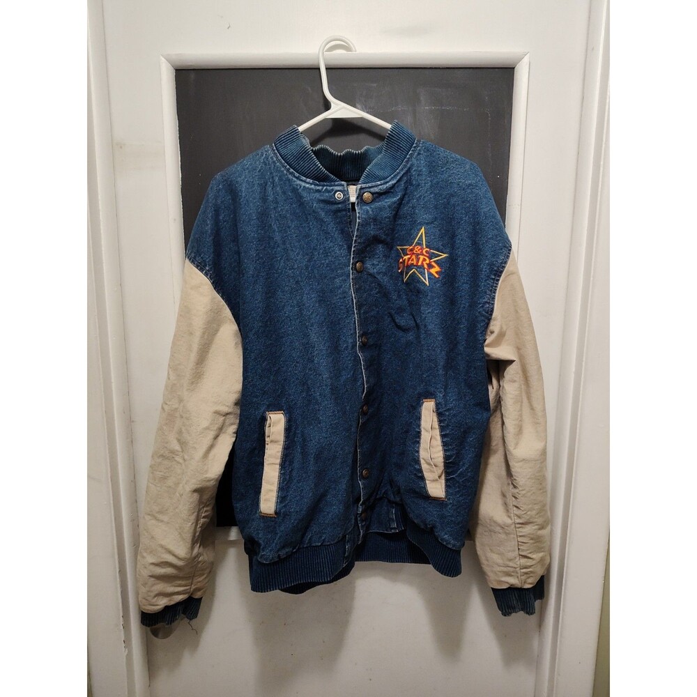 Four Seasons Vintage USA made trucker varsity denim jacket Medium C&C Starz